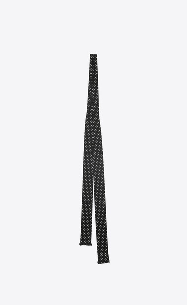 dotted ascot scarf in black and ivory crepe de chine